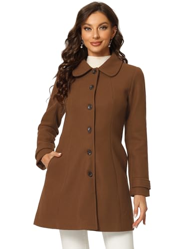 Allegra K Damen Langarm Bubikragen Einreiher Streifen Trenchcoat Mantel Braune S von Allegra K