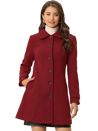 Allegra K Damen Langarm Bubikragen Einreiher Streifen Trenchcoat Mantel Rot L von Allegra K