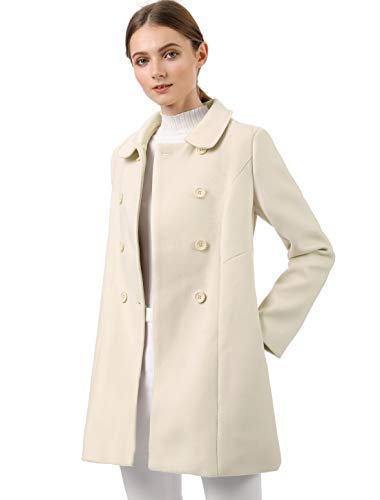 Allegra K Damen Langarm Bubikragen Zweireiher Trenchcoat Mantel Beige S von Allegra K