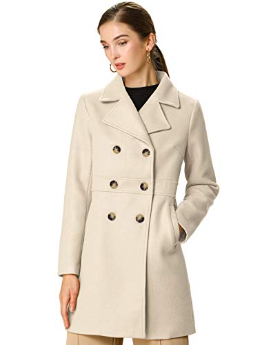 Allegra K Damen Langarm Knopfleiste Reverskragen Trenchcoat Eleganter Mantel Beige L von Allegra K