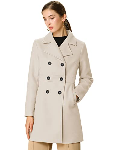 Allegra K Damen Langarm Knopfleiste Reverskragen Trenchcoat Eleganter Mantel Beige S von Allegra K