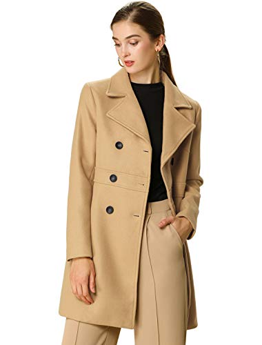 Allegra K Damen Langarm Knopfleiste Reverskragen Trenchcoat Eleganter Mantel Khaki L von Allegra K