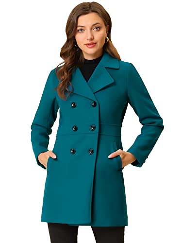 Allegra K Damen Langarm Knopfleiste Reverskragen Trenchcoat Eleganter Mantel Seeblau M von Allegra K