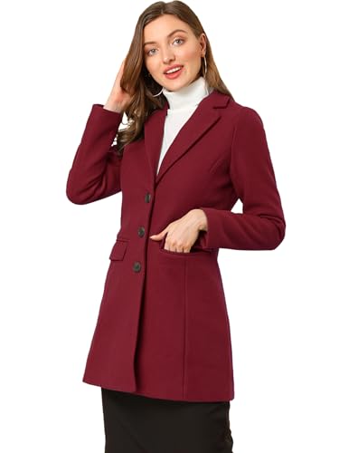 Allegra K Damen Wollmantel Revers Knopfleiste Wintercoat Mantel Burgund M Allegra K Damen Wollmantel Revers Knopfleiste Wintercoat Mantel Burgund M von Allegra K