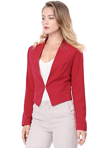 Allegra K Damen Langarm Offen Asymmetrisch Crop Blazer Jacke Rot M von Allegra K