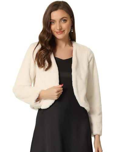 Allegra K Damen Langarm Kurze Jacke Kunstpelz Offen Front Crop Fell Hochzeits Braut Winterjacke Beige M Allegra K Damen Langarm Kurze Jacke Kunstpelz Offen Front Crop Fell Hochzeits Braut Winterjacke Beige M von Allegra K