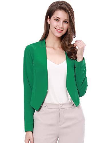 Allegra K Damen Langarm Offen Asymmetrisch Crop Blazer Jacke Grün M von Allegra K