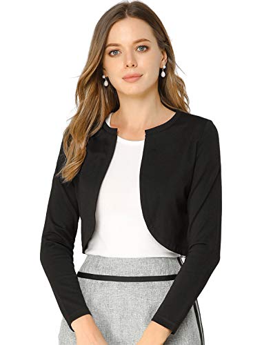 Allegra K Damen Langarm Bolero Offen Elegante Crop Jacke Arbeit Shrug Schwarz L von Allegra K