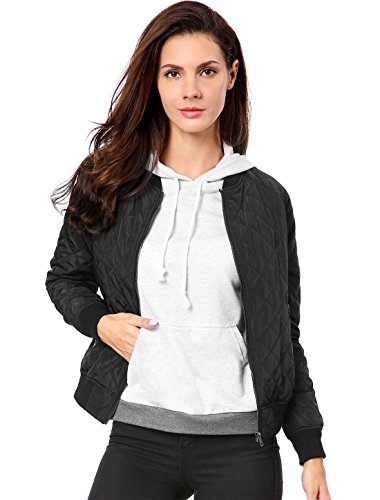 Allegra K Damen Langarm Diamond Gesteppte Jacke Reißverschluss Bomberjacke Casual Jacke Schwarz XL Allegra K Damen Langarm Diamond Gesteppte Jacke Reißverschluss Bomberjacke Casual Jacke Schwarz XL von Allegra K