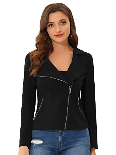 Allegra K Damen Langarm Reißverschluss Vorne Kordelzug Strick Kapuzenpullover Jacke Schwarz L von Allegra K