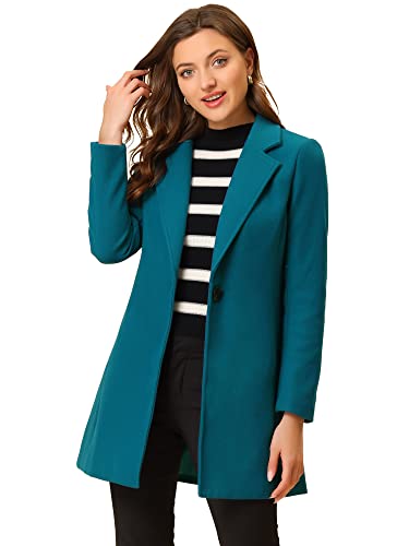 Allegra K Damen Langarm Revers Einreiher Trenchcoat Mantel blauer See S von Allegra K