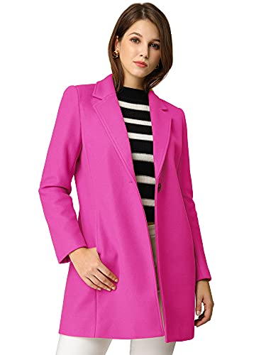 Allegra K Damen Langarm Revers Einreiher Trenchcoat Mantel Fuchsie S von Allegra K