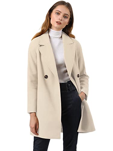 Allegra K Damen Langarm Umlegekragen Zweireiher Raglan Trenchcoat Mantel Cremeweiß M von Allegra K