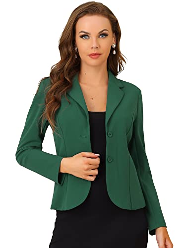 Allegra K Damen Blazer Elegant Langarm Reverskragen Knopfleiste Business Jacke Dunkelgrün M von Allegra K