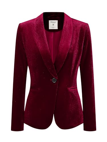 Allegra K Damen Weihnachten Velvet Blazer Einfarbig Schalkragen Knopf Samt Büromantel Weinrot XS Allegra K Damen Weihnachten Velvet Blazer Einfarbig Schalkragen Knopf Samt Büromantel Weinrot XS von Allegra K