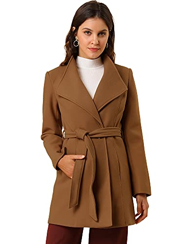 Allegra K Damen Langarm Stehkragen Bindegürtel Trenchcoat Mantel Dunkelbraun S von Allegra K