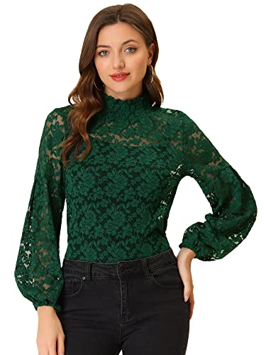 Allegra K Damen Spitze Spitzenbluse Langarm Stehkragen Rüschen Blumen Top Bluse Limonengrün M Allegra K Damen Spitze Spitzenbluse Langarm Stehkragen Rüschen Blumen Top Bluse Limonengrün M von Allegra K