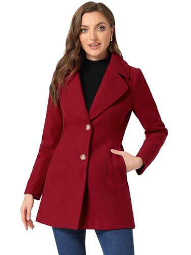 Allegra K Damen Langarm Umlegekragen Einreiher Trenchcoat Mantel Rot S von Allegra K