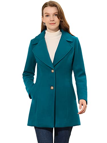 Allegra K Damen Langarm Umlegekragen Einreiher Trenchcoat Mantel Seeblau L von Allegra K