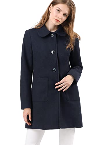 Allegra K Damen Langarm Umlegekragen Knopfleiste Trenchcoat Mantel Blau M von Allegra K