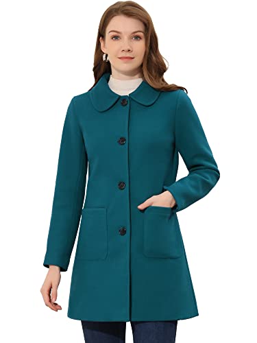 Allegra K Damen Langarm Umlegekragen Knopfleiste Trenchcoat Mantel Seeblau L von Allegra K