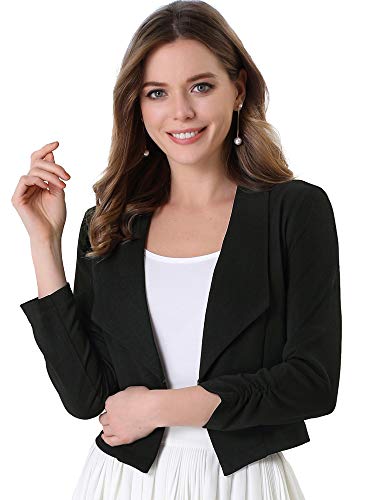 Allegra K Damen Langarm Umlegekragen Geraffte Ärmel Blazer Offen Crop Jacke Schwarz XS Allegra K Damen Langarm Umlegekragen Geraffte Ärmel Blazer Offen Crop Jacke Schwarz XS von Allegra K