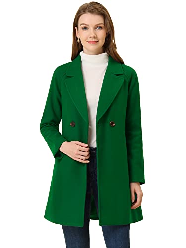 Allegra K Damen Langarm Umlegekragen Zweireiher Raglan Trenchcoat Mantel Gras-Grün S von Allegra K