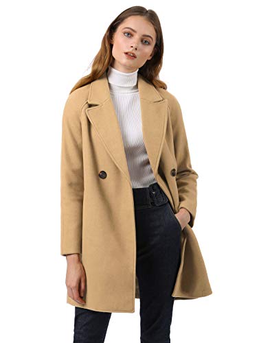 Allegra K Damen Langarm Umlegekragen Zweireiher Raglan Trenchcoat Mantel Khaki M von Allegra K