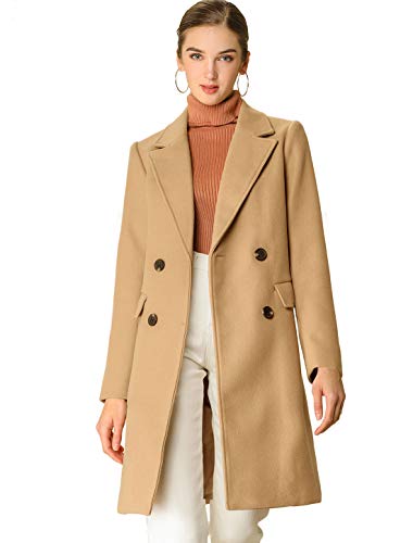 Allegra K Damen Langarm Zweireiher Bindegürtel Trenchcoat Mantel Khaki S von Allegra K