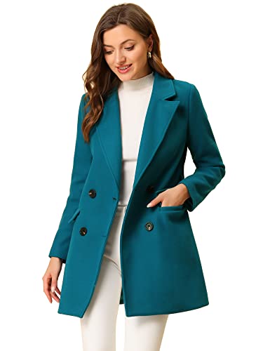 Allegra K Damen Langarm Zweireiher Bindegürtel Trenchcoat Mantel Seeblau M von Allegra K