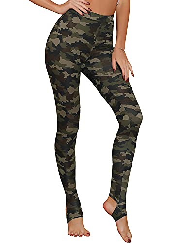 Allegra K Damen Legging Steigbügel Hose Elastisches Hosenbund Stirrup Trousers Jogginghose Grau Tarnung L von Allegra K