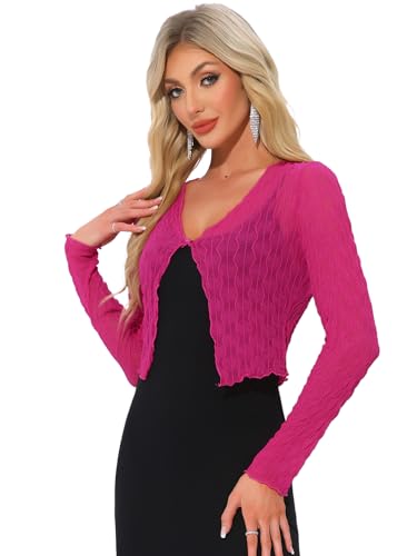 Allegra K Damen Leichtes Bolero Jäckchen Durchsichtiges Strukturiertes Kurzes Jäckchen Heiß Rosa M Allegra K Damen Leichtes Bolero Jäckchen Durchsichtiges Strukturiertes Kurzes Jäckchen Heiß Rosa M von Allegra K