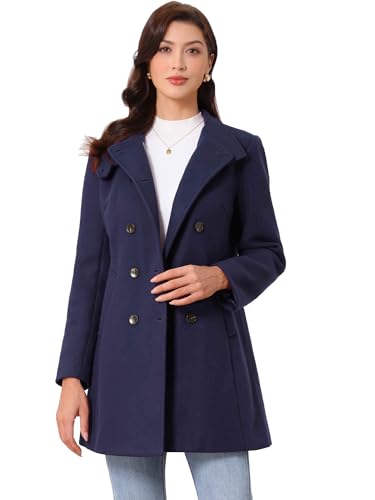 Allegra K Damen Mantel Jacke Herbst Zweireihiger im Winter Stehkragen Klassischer Peacoat Dunkelblau XS Allegra K Damen Mantel Jacke Herbst Zweireihiger im Winter Stehkragen Klassischer Peacoat Dunkelblau XS von Allegra K