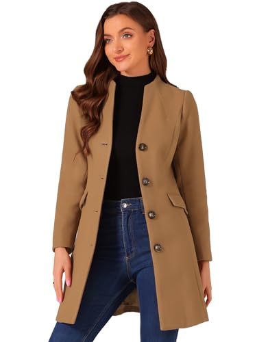 Allegra K Damen Mantel Langarm V-Ausschnitt Einreihiger Knopfleiste Elegant Trenchcoat Wintermantel Kamel S Allegra K Damen Mantel Langarm V-Ausschnitt Einreihiger Knopfleiste Elegant Trenchcoat Wintermantel Kamel S von Allegra K