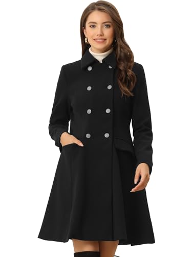 Allegra K Damen Mantel mit Taschen Langarm Reverskragen Zweireihig Knopfleiste Samt Winter Trenchcoat Schwarz M Allegra K Damen Mantel mit Taschen Langarm Reverskragen Zweireihig Knopfleiste Samt Winter Trenchcoat Schwarz M von Allegra K
