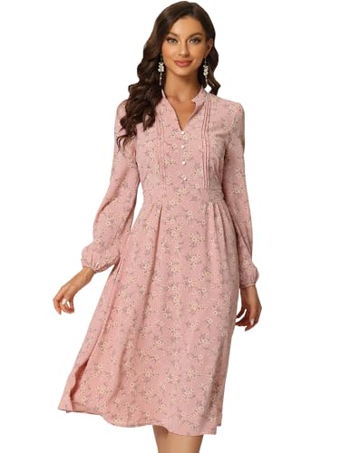 Allegra K Damen Maxikleid Langarm Knöpfen Split Blumendruck Fließendem Minikleid Partykleid Rosa XS Allegra K Damen Maxikleid Langarm Knöpfen Split Blumendruck Fließendem Minikleid Partykleid Rosa XS von Allegra K