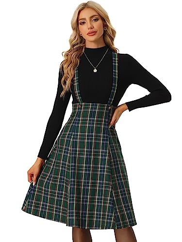 Allegra K Damen Midi Latzrock Karierter Hosenträgerrock Tartan Midirock Rock Grün S Allegra K Damen Midi Latzrock Karierter Hosenträgerrock Tartan Midirock Rock Grün S von Allegra K