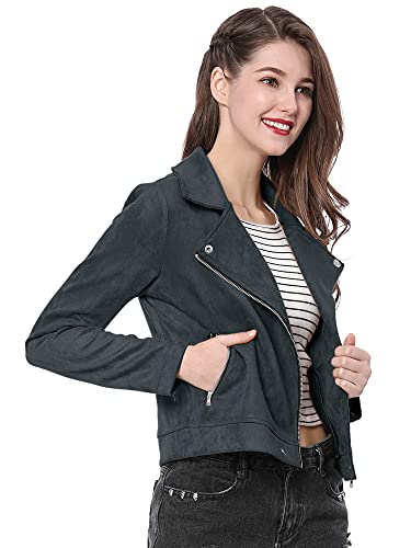 Allegra K Damen Moto Jacke, Dunkelblau, XL von Allegra K