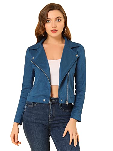 Allegra K Damen Moto Jacke, Königsblau, M von Allegra K