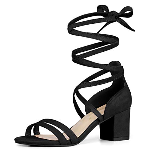 Allegra K Damen Offene Zehensandalen mit Blockabsatz und Schnürung Schwarz 39 Allegra K Damen Offene Zehensandalen mit Blockabsatz und Schnürung Schwarz 39 von Allegra K