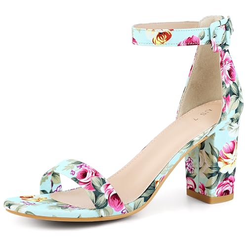 Allegra K Damen Open Toe High Chunky Heel Knöchelriemen Sandalen Minzgrün 42 von Allegra K