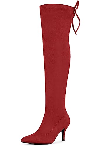 Allegra K Damen Overknee-Stiefel mit Stiletto-Absatz am Oberschenkel rot 37.5 von Allegra K