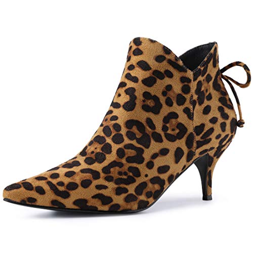 Allegra K Damen Stiefeletten mit spitzer Zehenpartie und Kitten Heel Leopard 39 von Allegra K