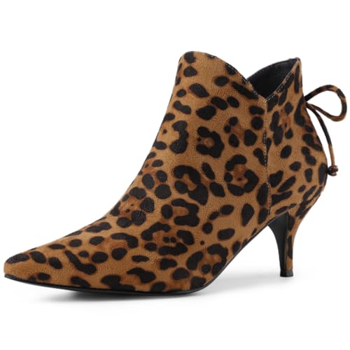 Allegra K Damen-Stiefeletten mit spitzem Zehenbereich, Kätzchen-Absatz, leopard, 39.5 EU von Allegra K