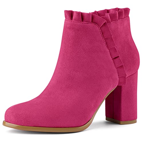 Allegra K Damen-Stiefeletten mit Rüschen und Blockabsatz HotPink 38 von Allegra K