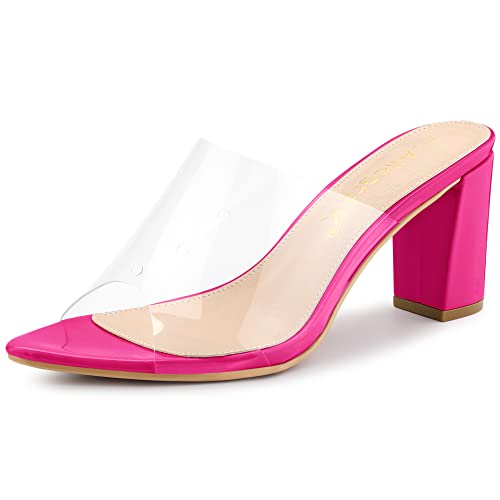 Allegra K Damen Pantoletten Pantoletten mit klarem Chunky Heel Pink 36 von Allegra K