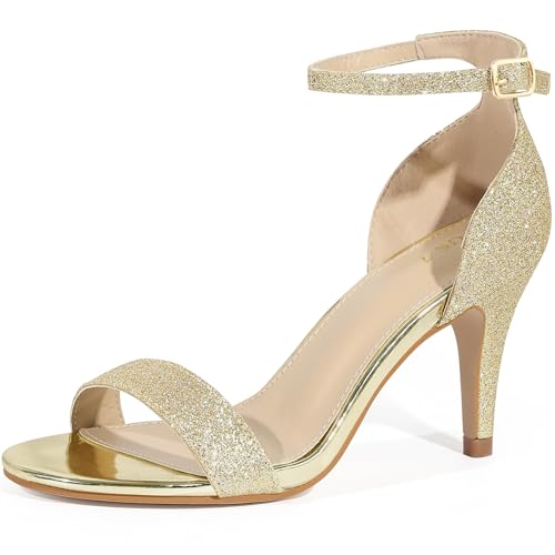 Allegra K Damen-Sandalen Glitzer-Knöchelriemen und Stiletto-Absatz Gold 41 Allegra K Damen-Sandalen Glitzer-Knöchelriemen und Stiletto-Absatz Gold 41 von Allegra K