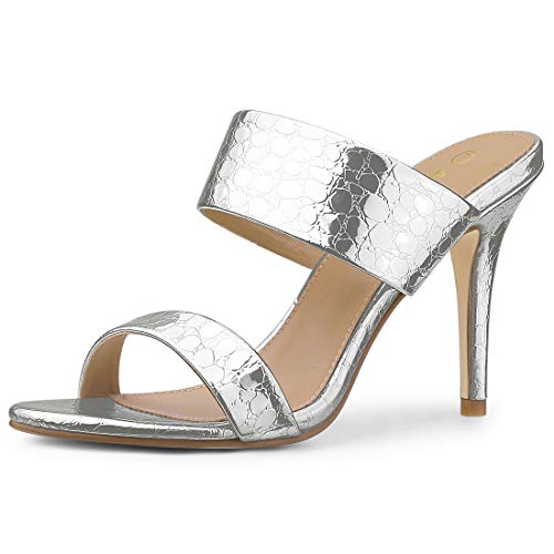 Allegra K Offene Zehensandalen mit Stiletto-Absatz für Damen Silber 38 von Allegra K