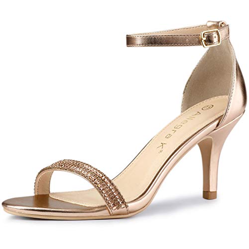 Allegra K Damen-Sandalen mit Stiletto-Absatz und Strasssteinen Rose Gold 38 von Allegra K