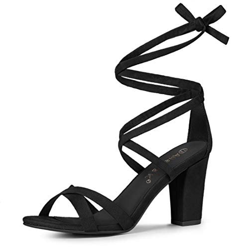 Allegra K Damen Schnürsandalen mit hohem Blockabsatz Schwarz 42 von Allegra K